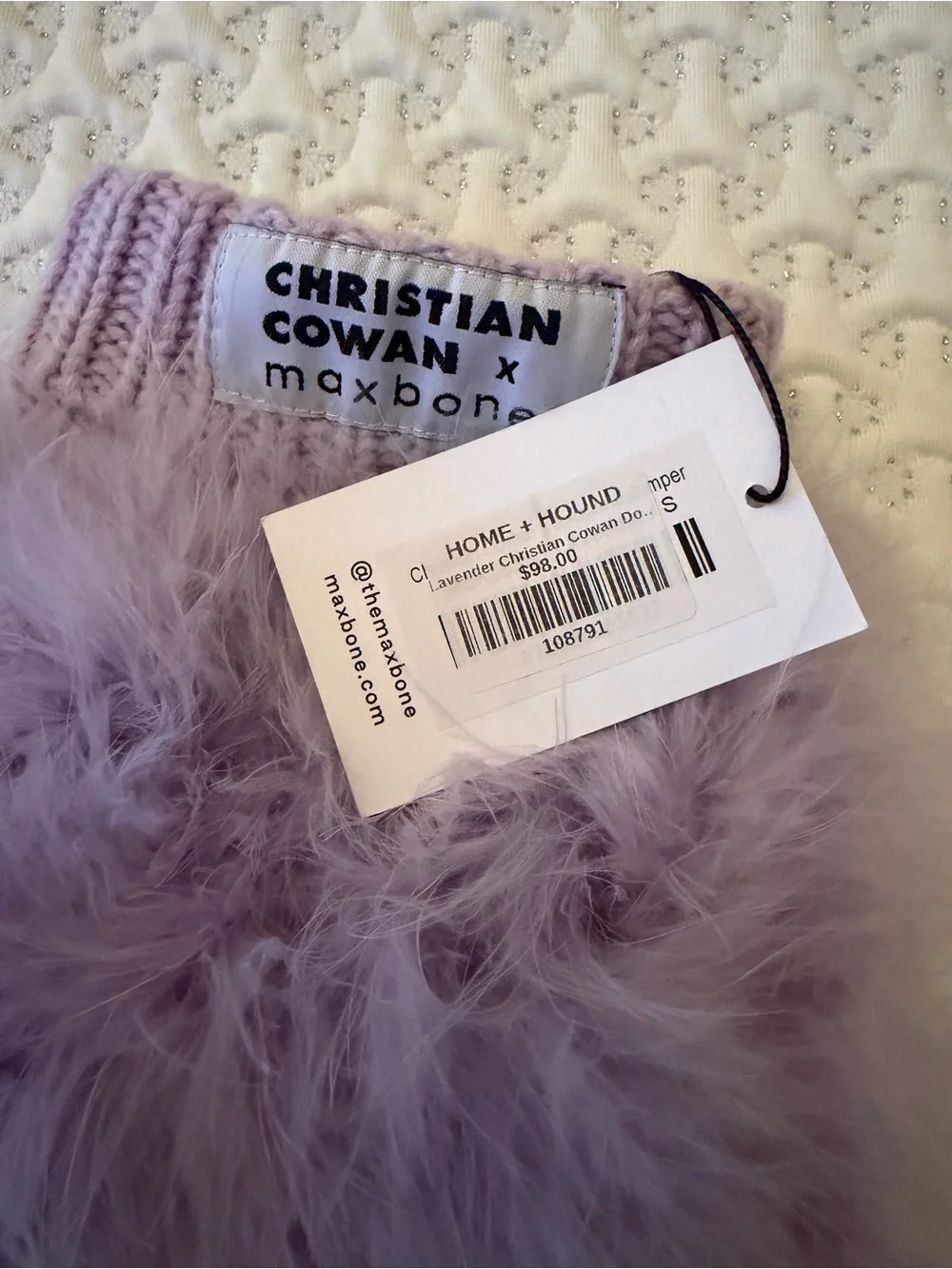 Christian Cowan x Max & Bone Lavender Faux Fur Pet Sweater SMALL MSRP $98